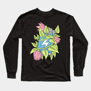 overgrown with flowers, electric battery. Long Sleeve T-Shirt